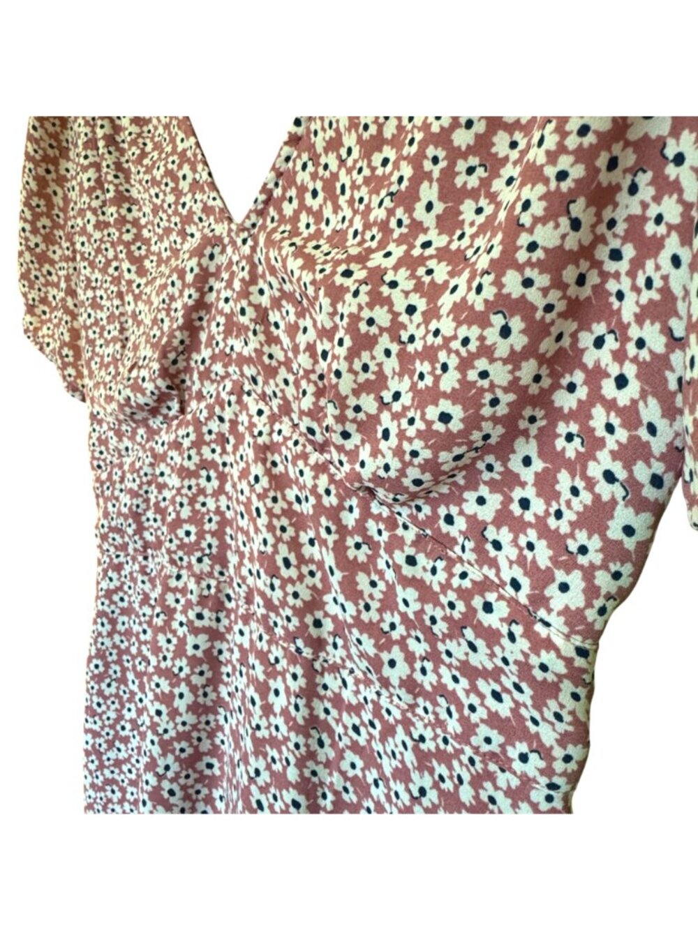 Abercrombie & Fitch Mini Dress Women's Size XS Pink Smocked Floral Short Sleeves - Picture 10 of 16